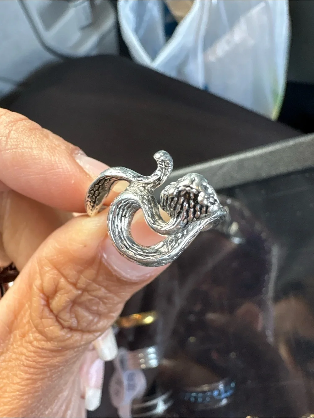 Silver Snake Wrap Ring for Reptile Lovers - Silver